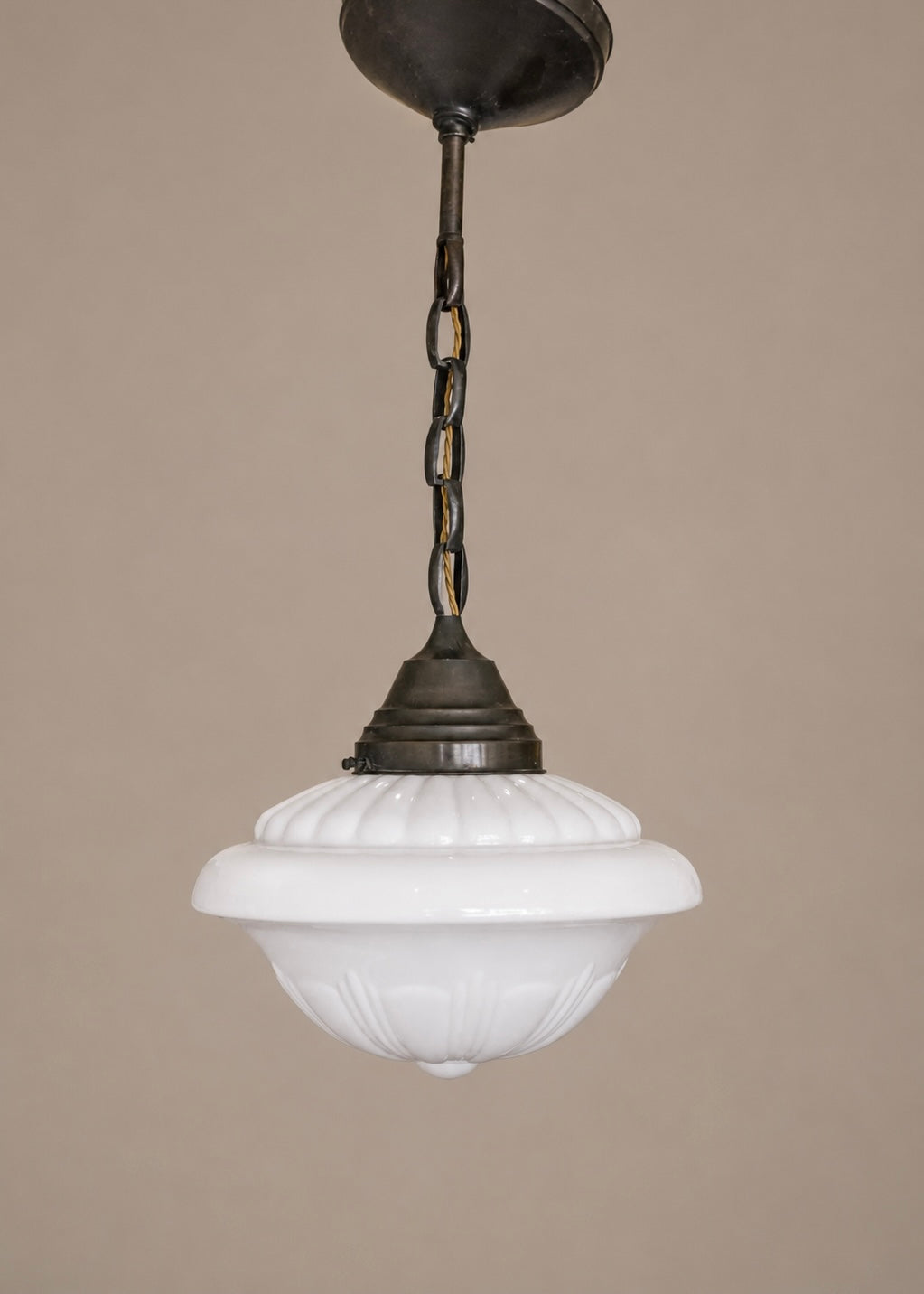 Early 20th C Opaline Pendant Light.