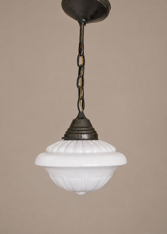 Early 20th C Opaline Pendant Light.