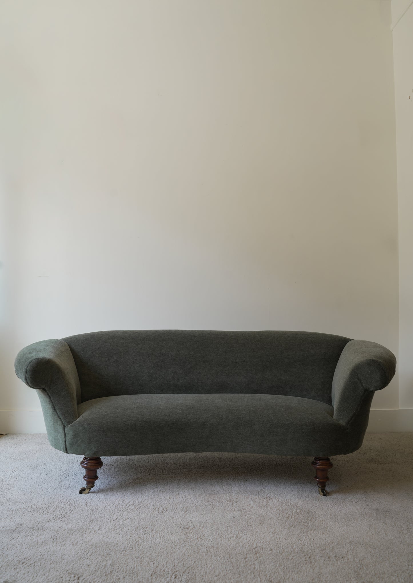 Victorian Mohair Velvet Kidney Sofa.