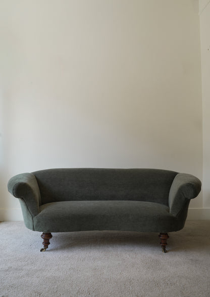 Victorian Mohair Velvet Kidney Sofa.