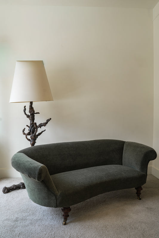 Victorian Mohair Velvet Kidney Sofa.