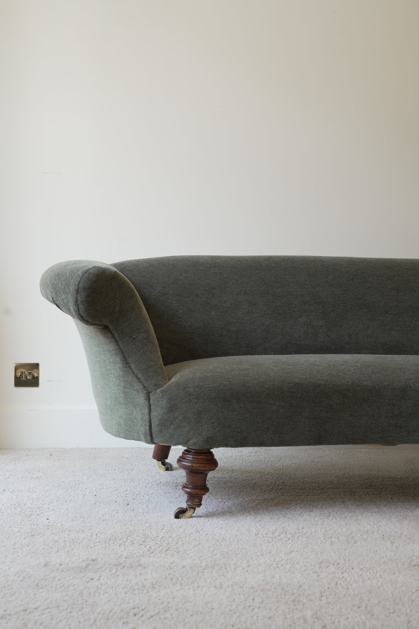 Victorian Mohair Velvet Kidney Sofa.