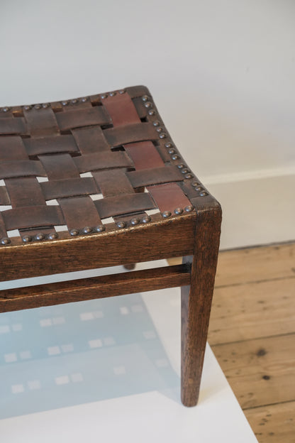 Arthur Simpson, The Handicrafts, Kendall. Woven Leather Footstool.
