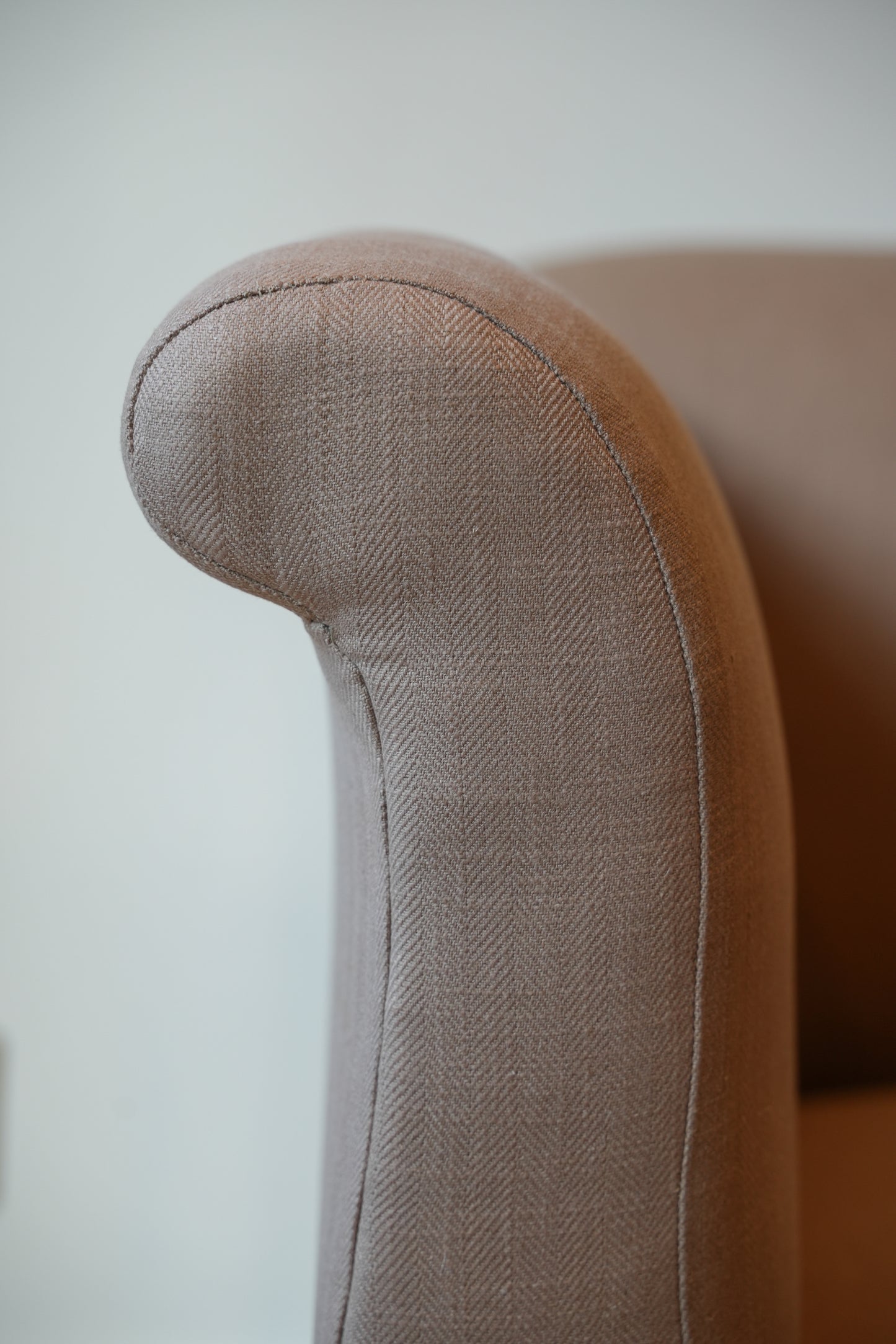 Petite English Linen Sofa.