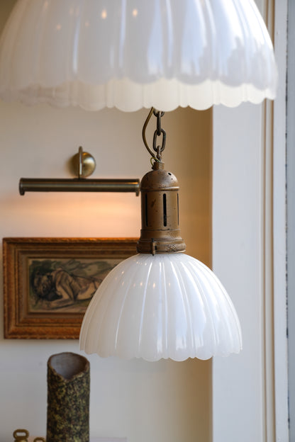 4 x Large GEC moonstone pendant lights