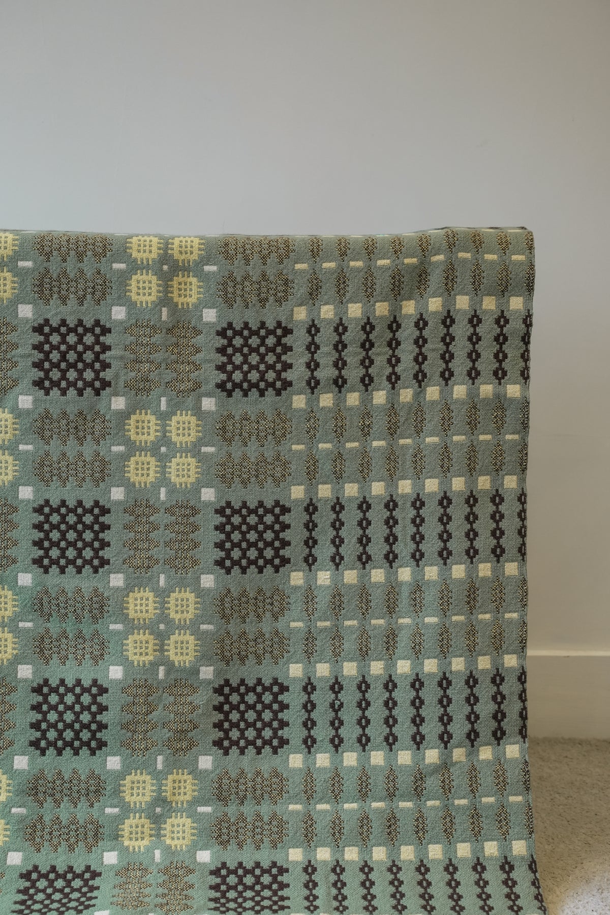 Rare double weave Welsh Blanket in green.