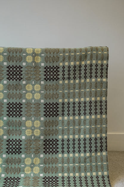 Rare double weave Welsh Blanket in green.