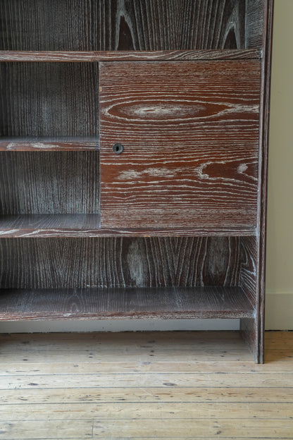 1930s Limed chestnut cabinet.