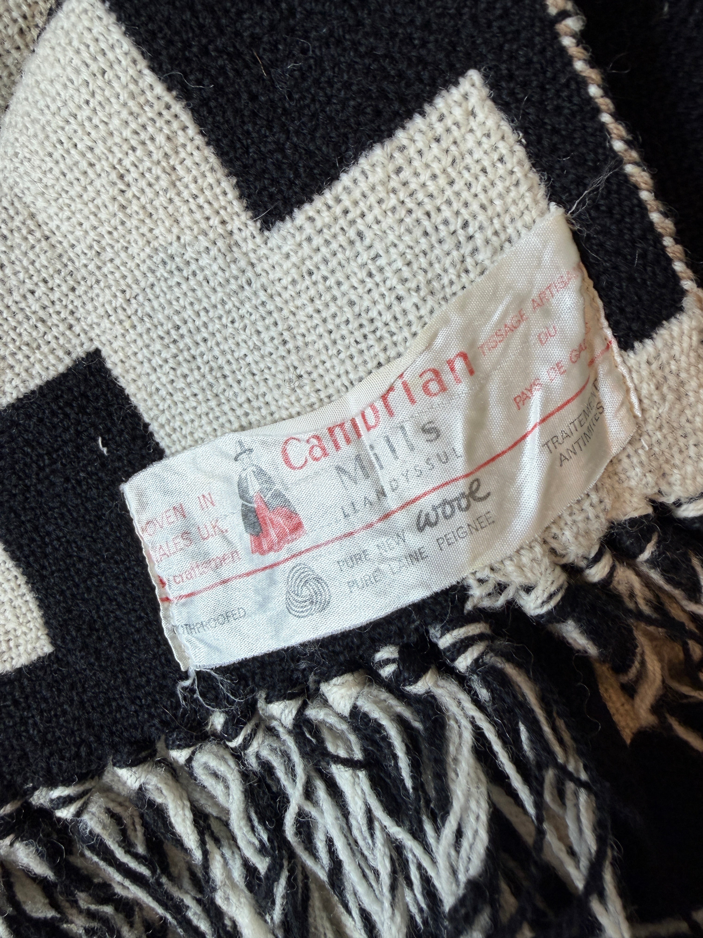 Rare Black & White Welsh Blanket.