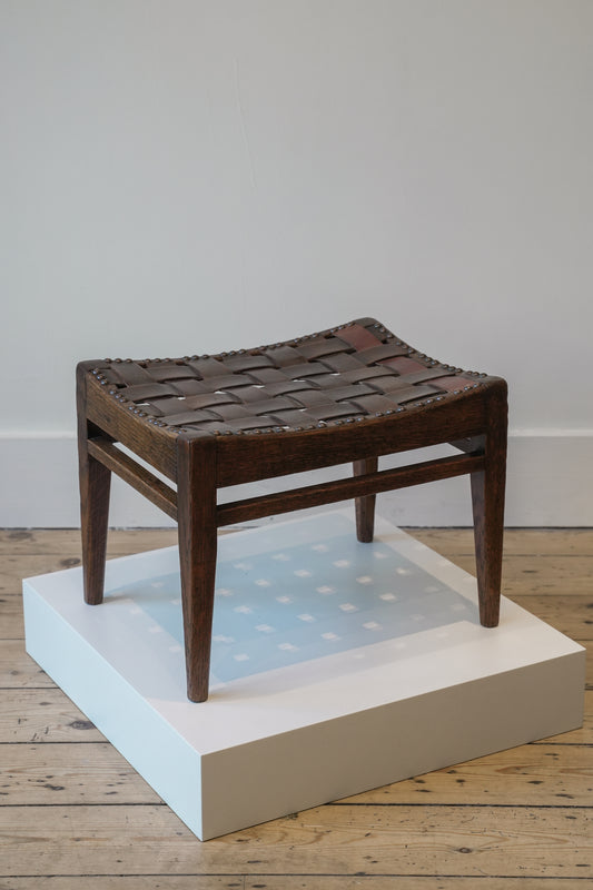 Arthur Simpson, The Handicrafts, Kendall. Woven Leather Footstool.
