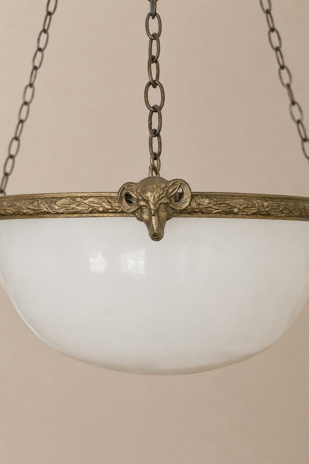 Edwardian Rams Head Opaline Pendant Light (on hold).