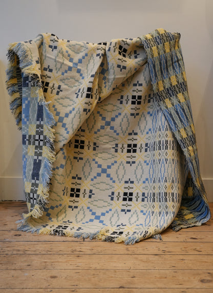 Large Navy & Yellow Derw Mill Welsh Blanket