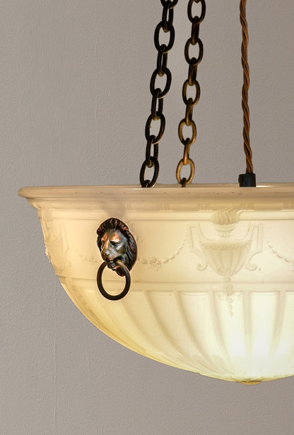 Large Neoclassical Jefferson Moonstone Plafonnier.