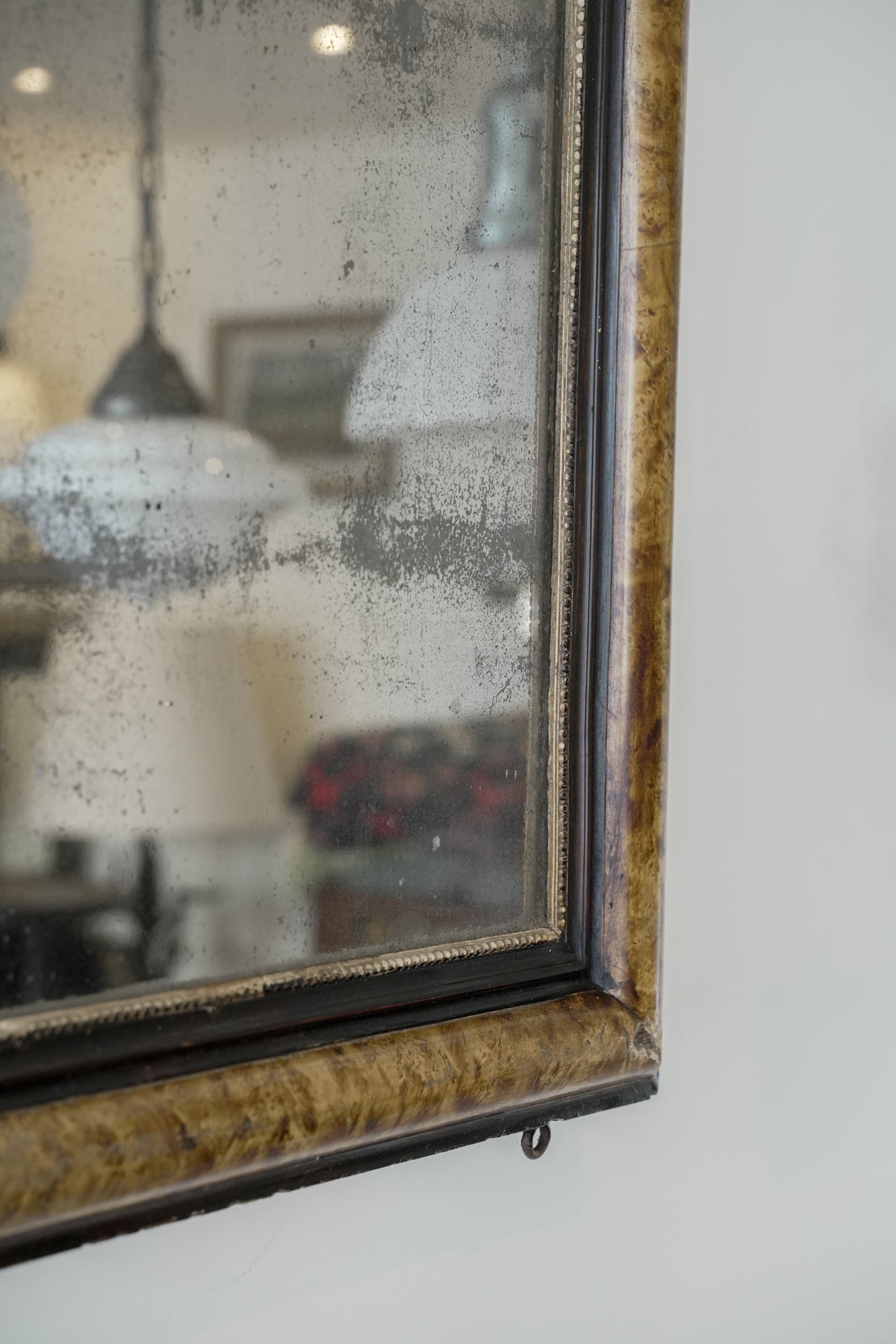 19th-Century French Louis Philippe Burr Veneer Wall Mirror.