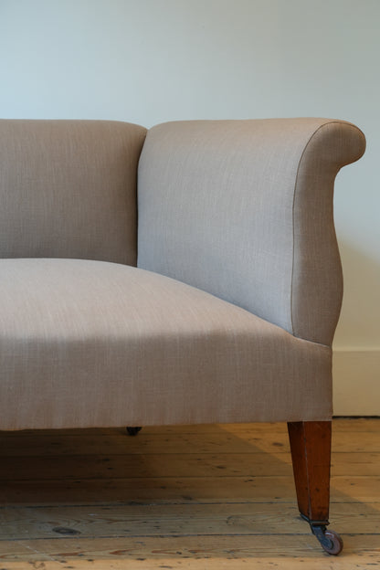 Petite English Linen Sofa.