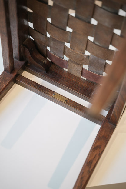 Arthur Simpson, The Handicrafts, Kendall. Woven Leather Footstool.
