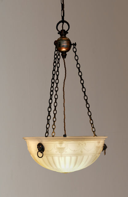 Large Neoclassical Jefferson Moonstone Plafonnier.