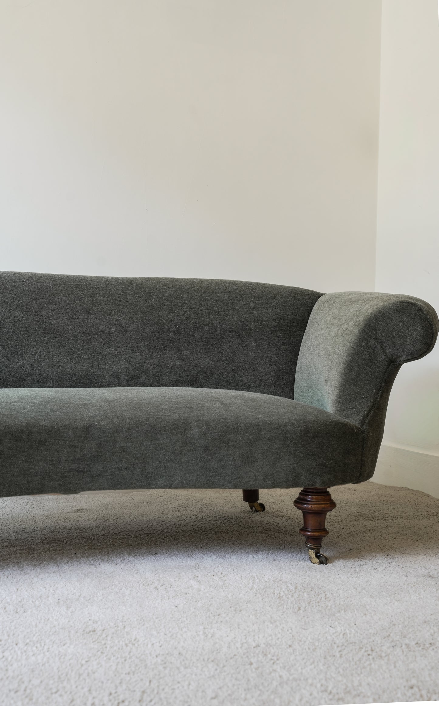 Victorian Mohair Velvet Kidney Sofa.