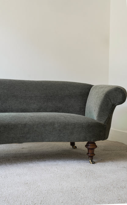 Victorian Mohair Velvet Kidney Sofa.