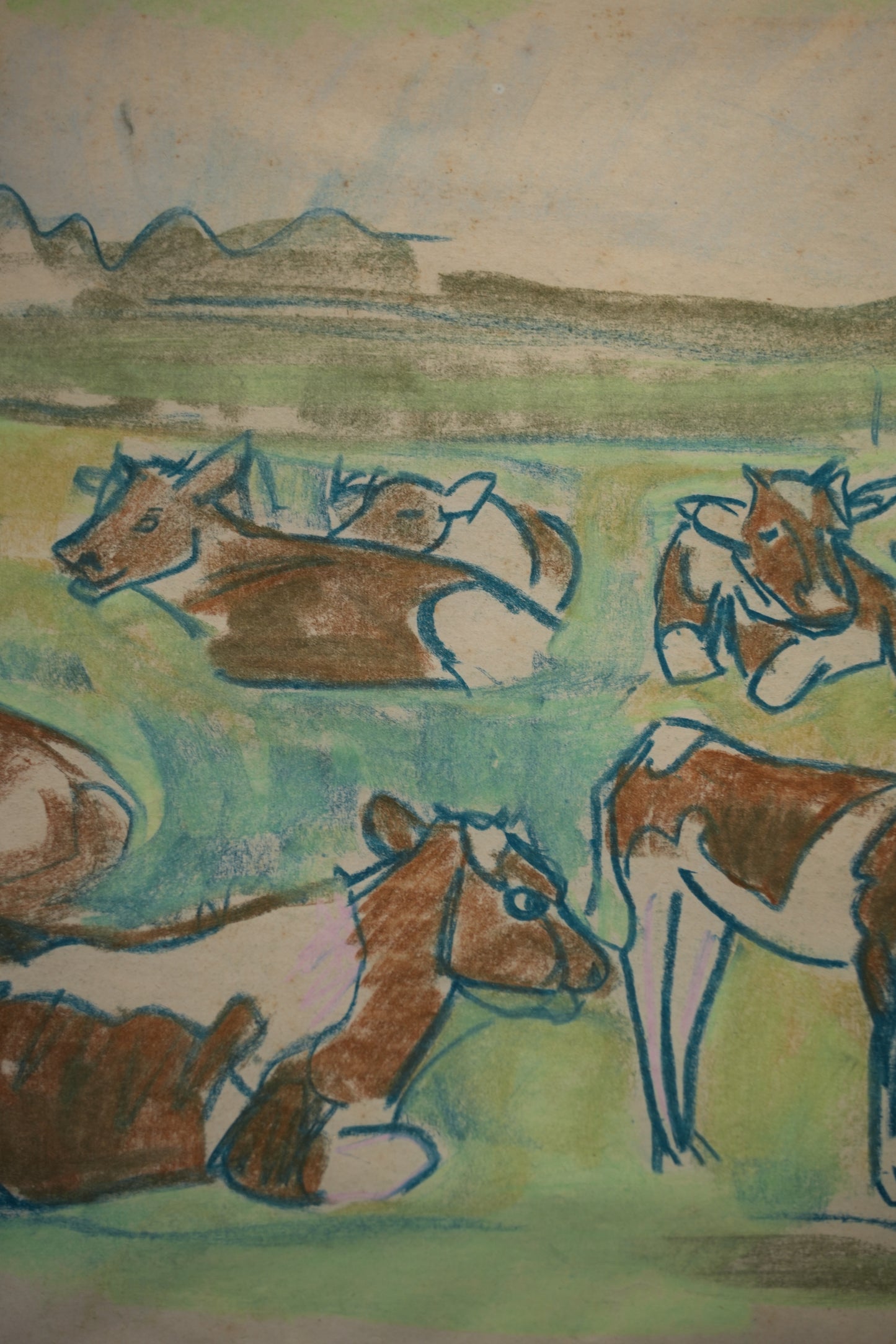 “Cows on Pasture”. Artwork by Marian Zurek (1889-1944).