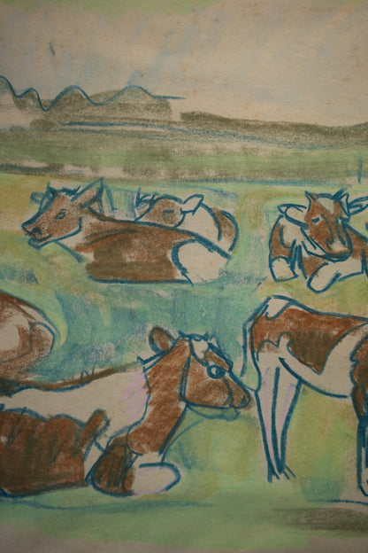 “Cows on Pasture”. Artwork by Marian Zurek (1889-1944).
