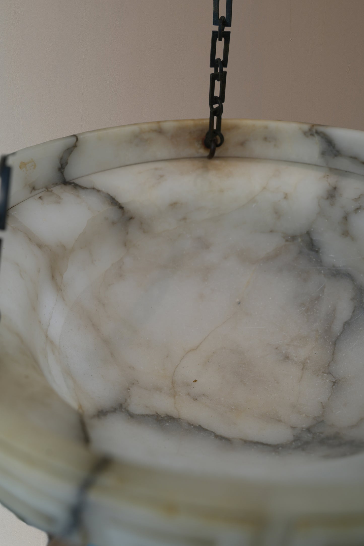 Neoclassical alabaster pendant light.