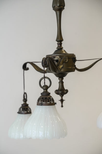 Three Arm Ceiling Pendant Light / Electrolier attrib to GEC.