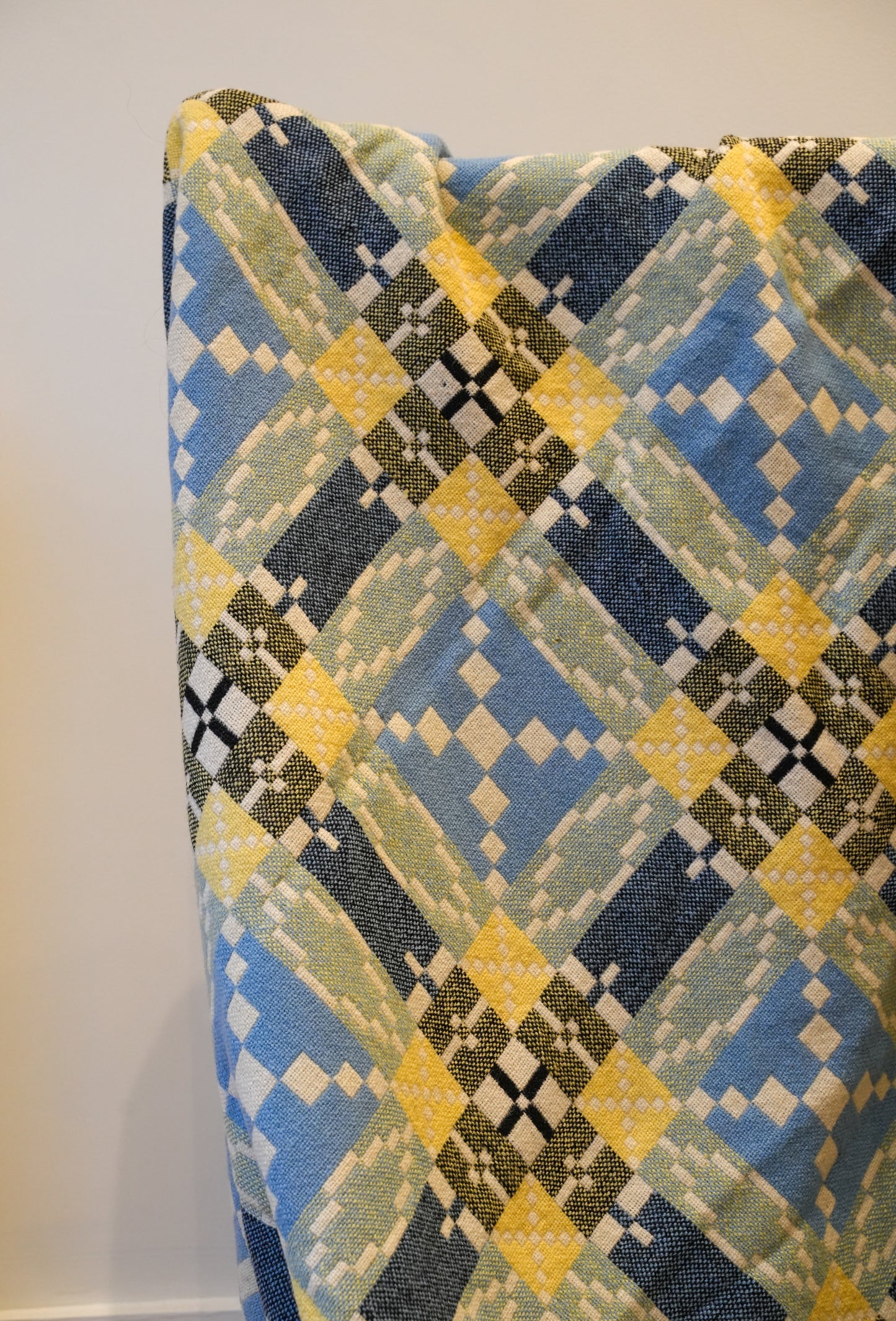 Large Navy & Yellow Derw Mill Welsh Blanket