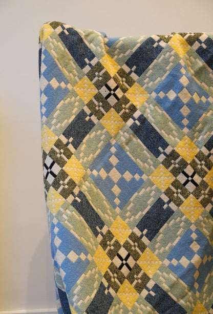 Large Navy & Yellow Derw Mill Welsh Blanket