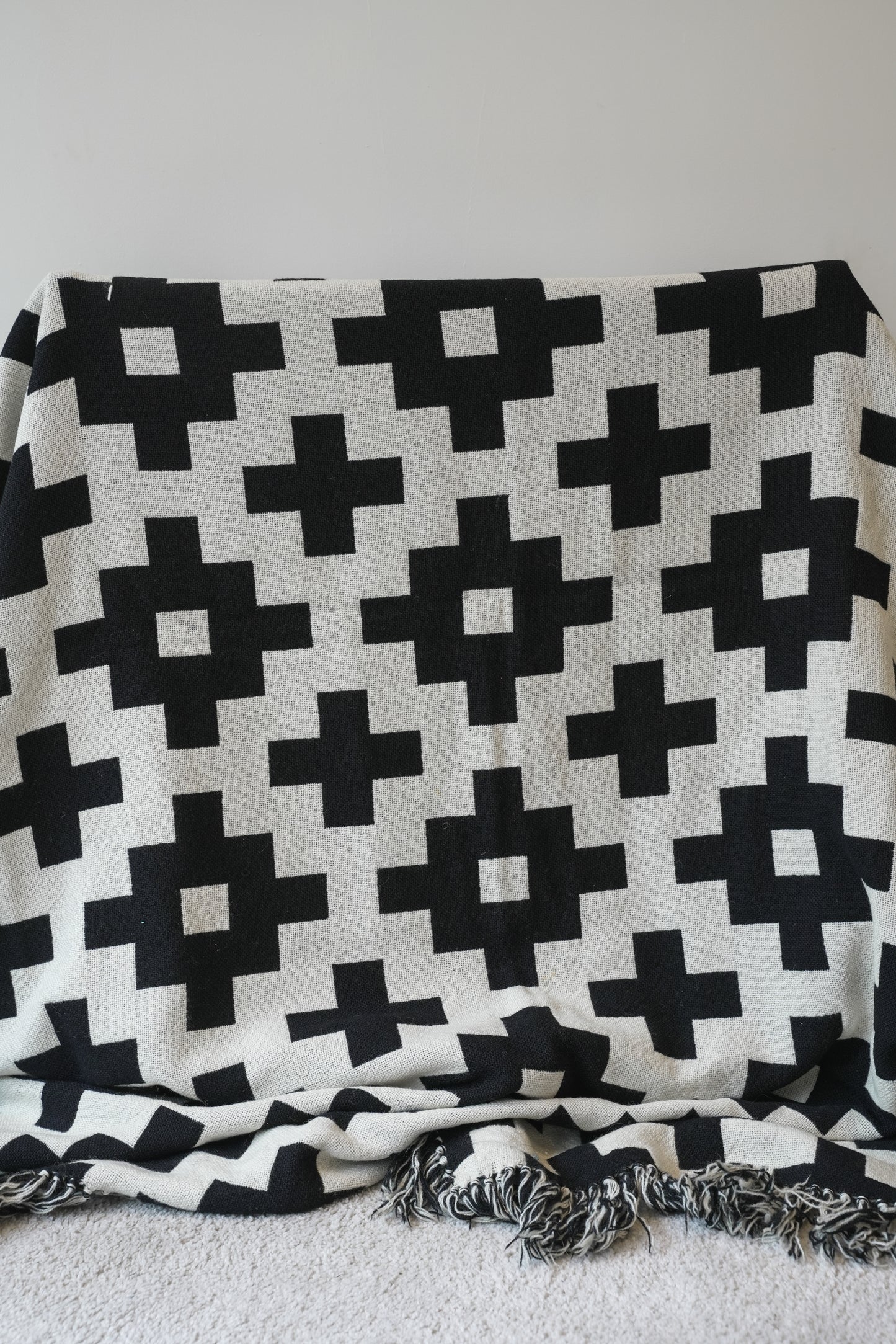 Rare Black & White Welsh Blanket.