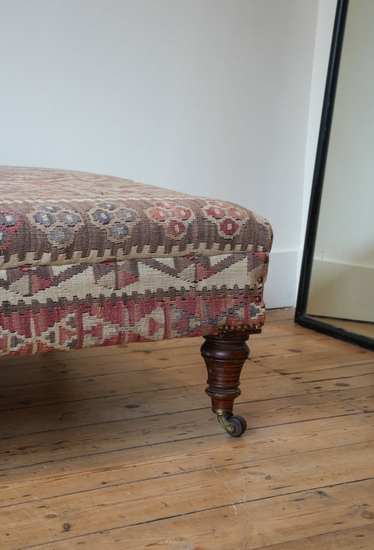 1920s Kilim covered ottoman footstool