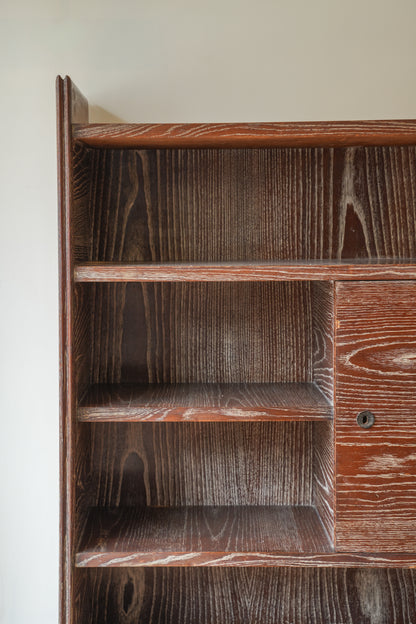 1930s Limed chestnut cabinet.